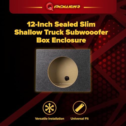 QPower QTW12 Single 12" Sealed Car Audio Subwoofer Sub Box Enclosures, Pair