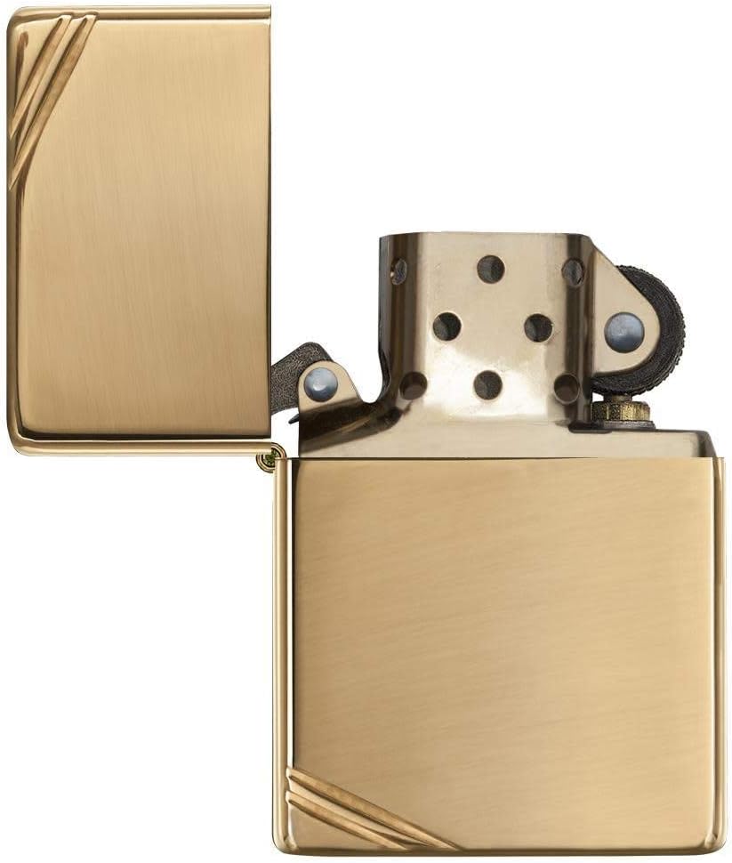 Zippo Vintage High Polish Brass Pocket Lighter with Slashes Pocket Lighter | Ideal gift for Birthdays, Father's Day, Christmas, Valentine's Day