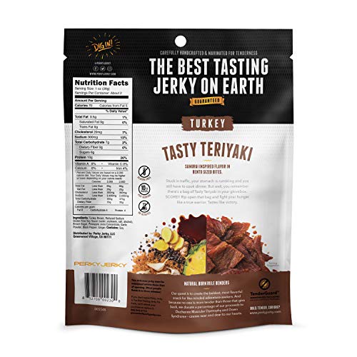 Perky Jerky Original Turkey Jerky, Low Sodium - 10g Protein per Serving - Low Fat - 100% U.S. Sourced - Tender Texture and Bold Flavor, 2.2 Ounce (Pack of 12)