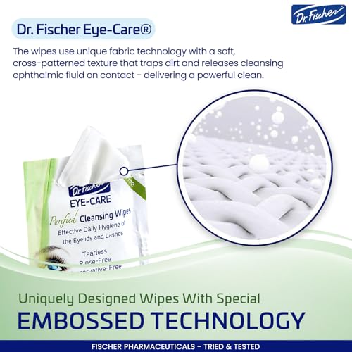 Dr. Fischer Eyelid Wipes - Hypoallergenic Preservative-Free Eye Cleansing Wipes for Sensitive Eyelids (Twin Pack).