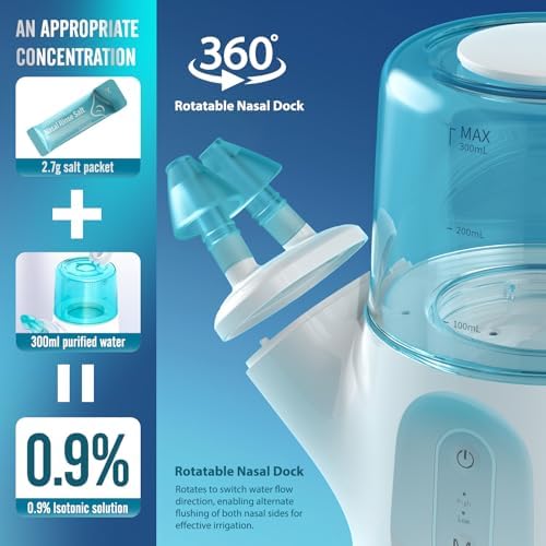 MAOEVER Nasal Irrigation System – Sinus Rinse Machine with Dual Water Tank, Automatic Waste Collection & Adjustable Water Flow