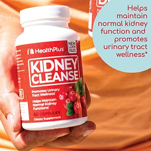 Health Plus Advanced Kidney Cleanse with Cranberry Extract, Turmeric Root and CoQ10, Helps Support Healthy Kidney Function & Urinary Tract Wellness