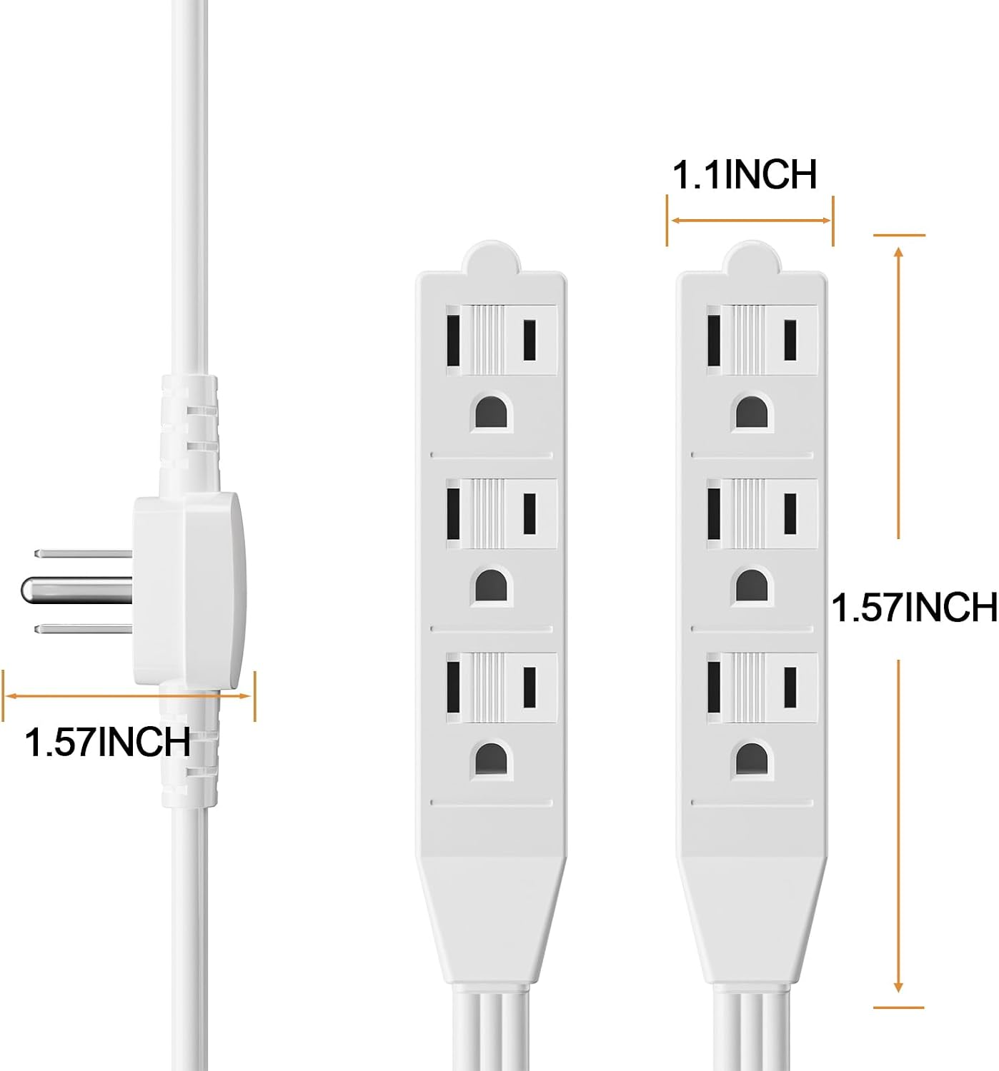 2 Pack 12 Feet 3 Outlets with Hand/Foot Switch Extension Power Cord.