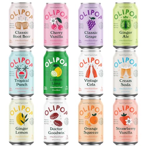 OLIPOP - The Sampler, 6-Flavor Soda Variety Pack, Healthy Soda, Prebiotic Soft Drinks, Supports Digestive Health & Gut Health, High Fiber, Low Calorie
