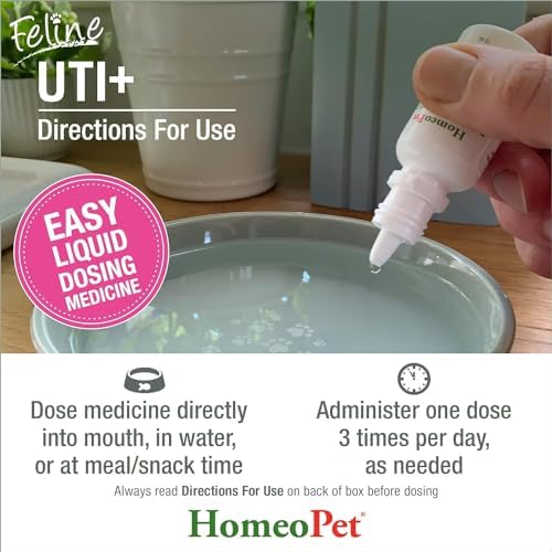 HomeoPet Feline UTI+ Urinary Tract Supplement for Cats, 15 Milliliters | Natural urinary tract support for cats, safe and gentle homeopathic formula, liquid drops suitable for daily use