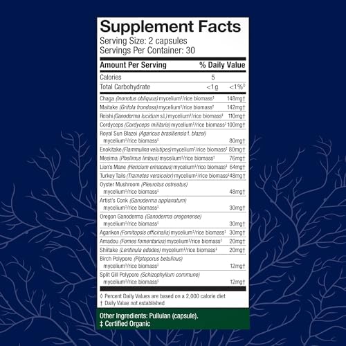 Host Defense MyCommunity Capsules - 17 Species Blend Mushroom Supplement for Immune Support - Herbal Aid with Lion's Mane, Reishi. Chaga, Cordyceps, Turkey Tail & More - 120 Capsules