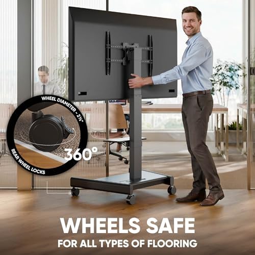 ONKRON Motorized TV Stand 43-75", up to 143.3 lbs, max VESA 600x400, Black | Electric TV lift height adjustable 37.4"-63", remote control, tilt