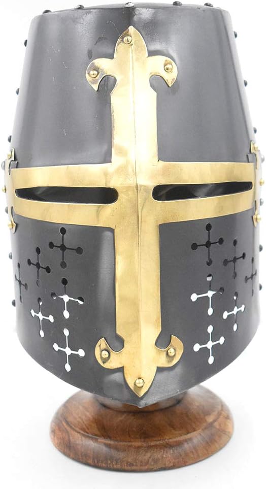Medieval Warrior Templar Crusader Knights Helmet Wearable for Adult Medieval Costumes
