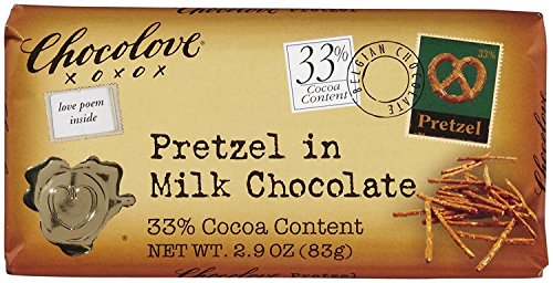Chocolove XOXOX Pretzel In Milk Chocolate Bar - 2.9 oz