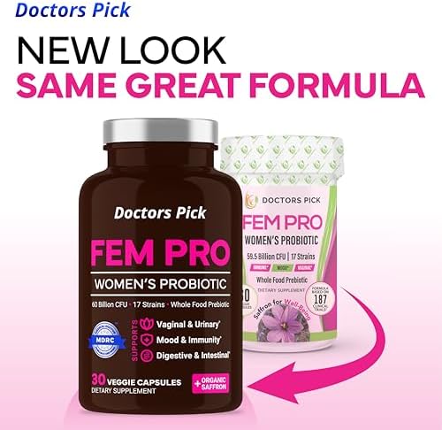 Fem Pro Probiotics for Women. 17 Clinically Effective Strains for Vaginal, Digestive & Immune Support, Urinary Tract Health