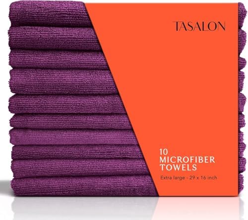 TASALON Microfiber Salon Hair Towels 10 Pack, 29" x 16" Ultra-Soft - Black