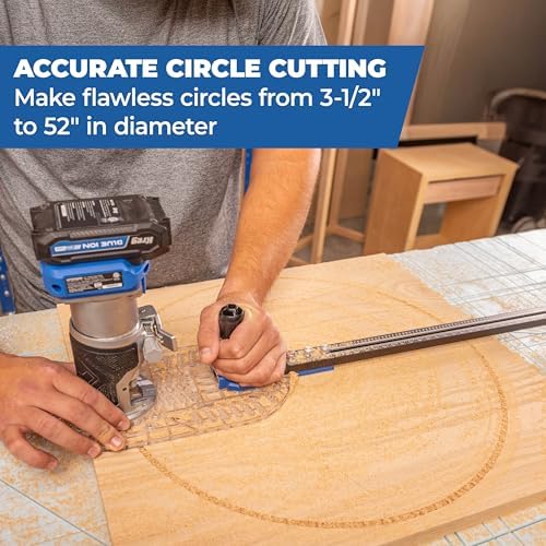 Kreg Trim Router Circle Guide - Single Grip Handle for Stability - For 3-1/2" to 52" Diameter Circles - Compatible with Most Trim Routers