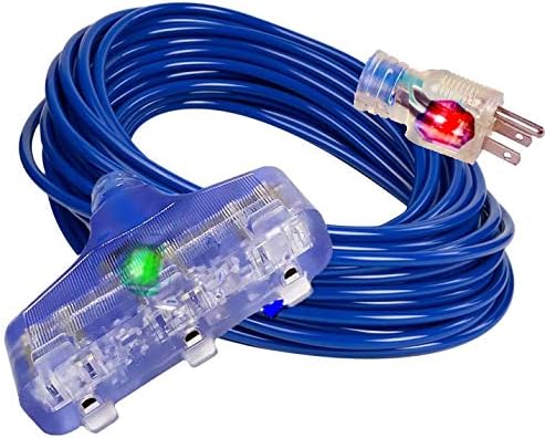 12/3 10 ft Extension Cord 3 Prong Grounded Plug 12 Gauge Extension Cord 10 ft Lighted Indoor Outdoor SJTW Heavy Duty 12 Gauge 10 feet Extension