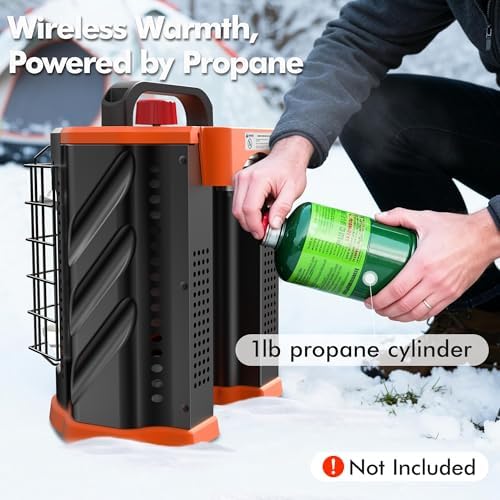 Fitfirst Portable Propane Heater - 9000 BTU Outdoor Tent Heater for Camping, 2 Heat Settings & Tip-Over/ODS Protection, Essential for Patio, RV