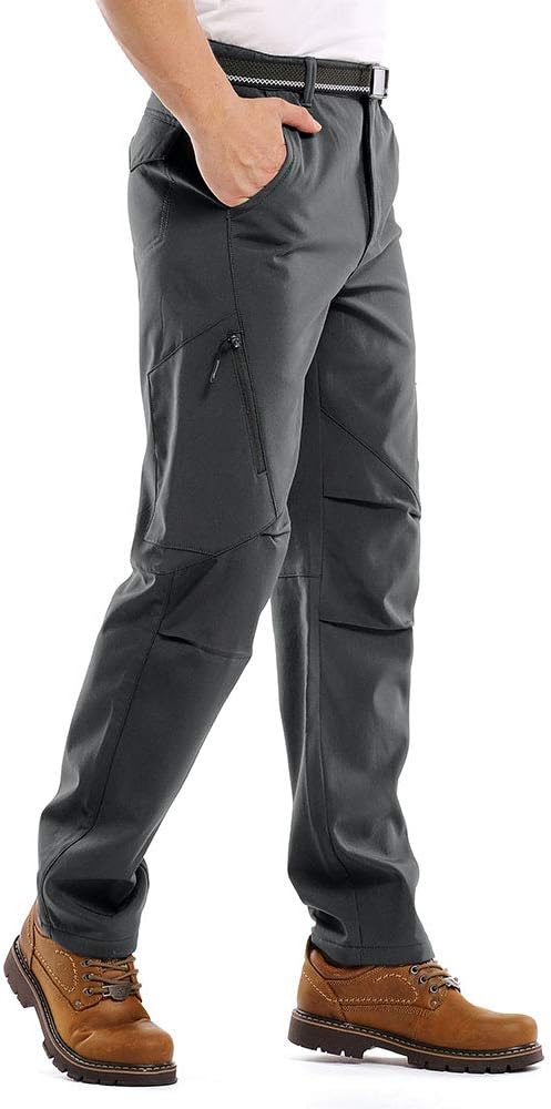 Men's Waterproof Pants Fleece Lined Insulated Winter Hiking Ski Snow Pants