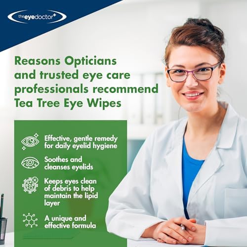 The Eye Doctor Tea Tree Oil Eyelid Wipes - 40 x Single Use Eye Cleaning Wipes for Daily Lid Care - Individual Preservative Free Sensitive Eye