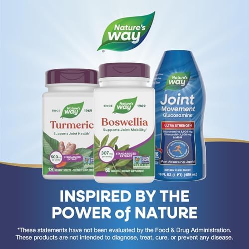 Nature's Way Boswellia Standardized Extract, Supports Joint Mobility*, 307 mg Boswellia serrata Extract per Serving, Frankincense Supplement, Gluten Free & Vegan - 60 Tablets (Packaging May Vary)