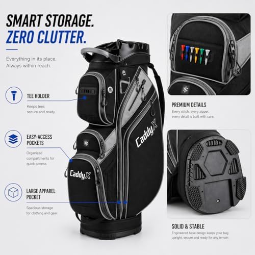 14-Way Golf Cart Bag, Professional Organizer Cart Bag with Anti-Rattle Top