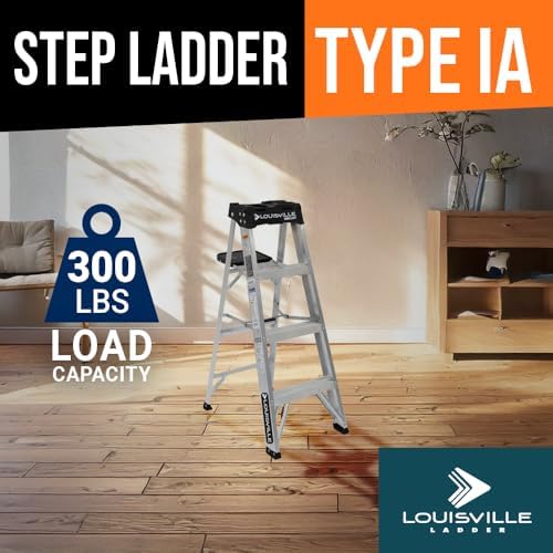 Louisville Ladder 2-Foot Aluminum Step Stool Industrial, 300-Pound Load Capacity, Type IA, AS3002