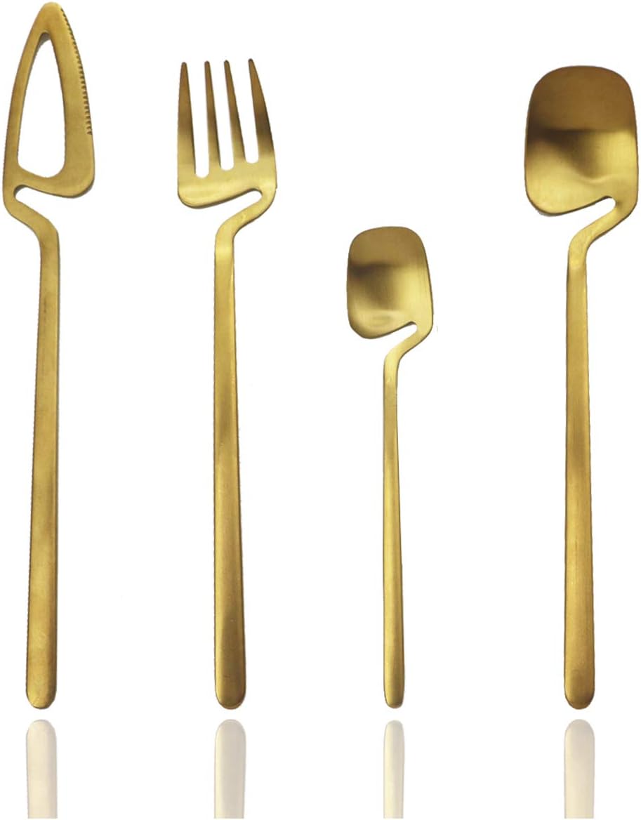 JASHII Hangable Silverware Set, Matte Rainbow Flatware Cutlery Set Service for 2