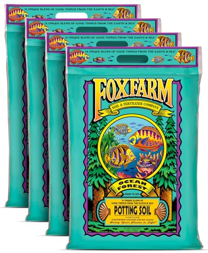 FoxFarm Ocean Forest Potting Soil for Container Gardens - Light, Aerated Texture with Fish Meal, Crab Meal, Earthworm Castings - Houseplant Potting Mix for Seedlings & Plant Starts - 4 x12 Quart