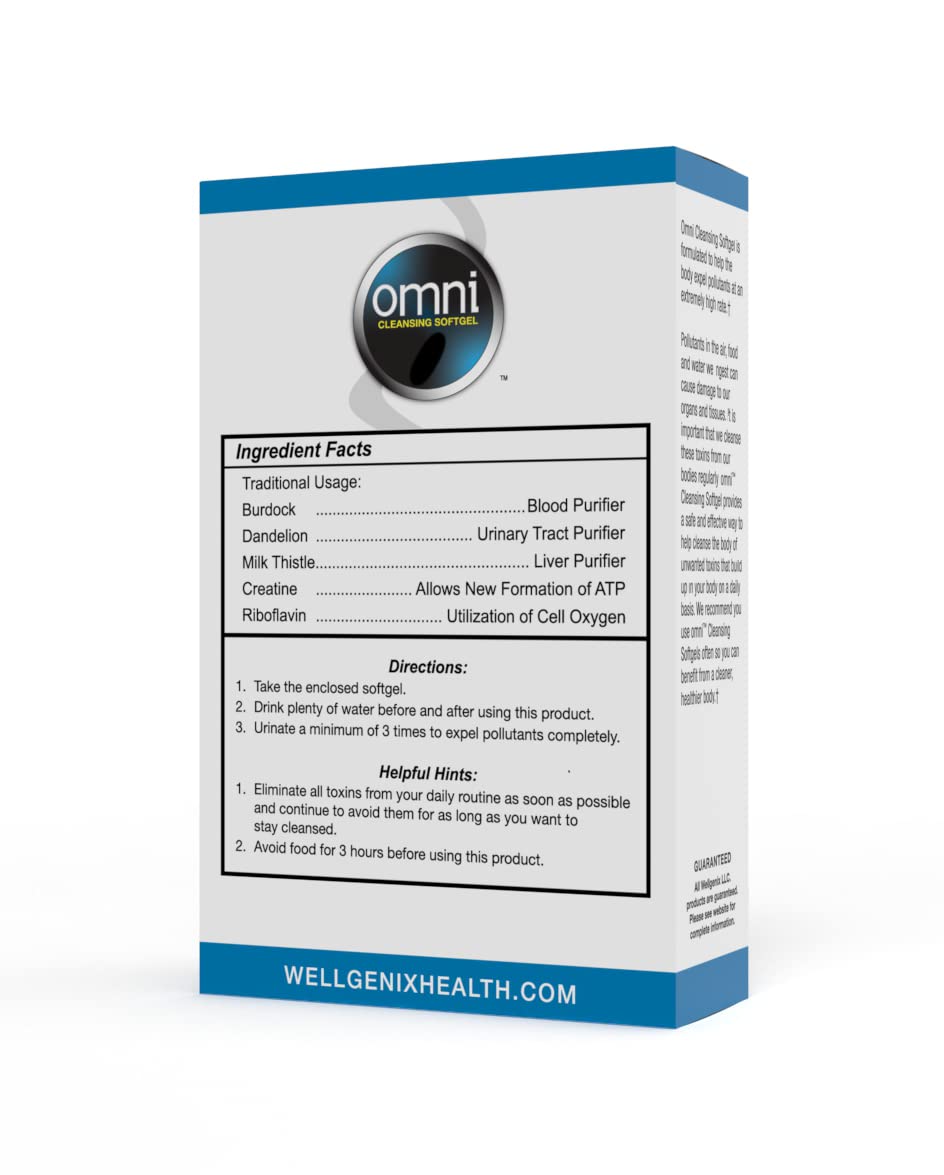 Wellgenix Omni Herbal Detox Cleanse Softgel: Fast Acting Body Detox, Quick Flush Toxin Removal, Herbal Cleanse Detox to Flush Your System, 1 Fast Acting Softgel