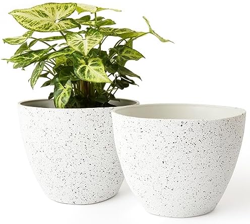 LA JOLIE MUSE Planter Pots, Indoor Outdoor Flower Pot, 8.6+7.5 Inch 2 Pack