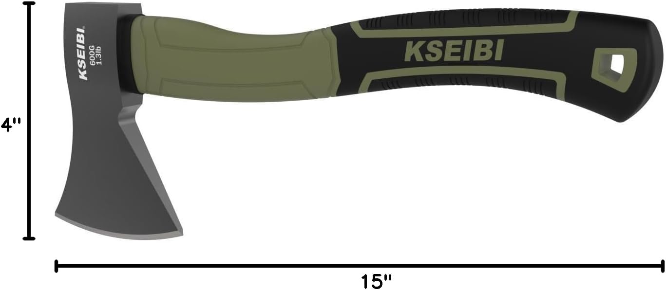 KSEIBI Wood Axe, Small Outdoor Camp Hatchet for Splitting and Kindling Wood