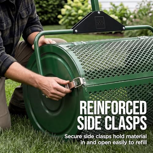 Best Choice Products Compost Spreader, 24-Inch Peat Moss Spreader, Heavy-Duty Steel Lawn & Soil Spreader for Topdressing, Sand, Manure & Mulch