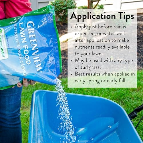 GreenView Lawn Food 48 lb. Bag, Covers 15,000 sq. ft. | 22-0-4 NPK formula - Restores soil nutrients - 8 weeks continuous feeding