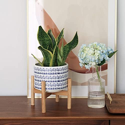 LA JOLIE MUSE Ceramic Planter with Wood Stand