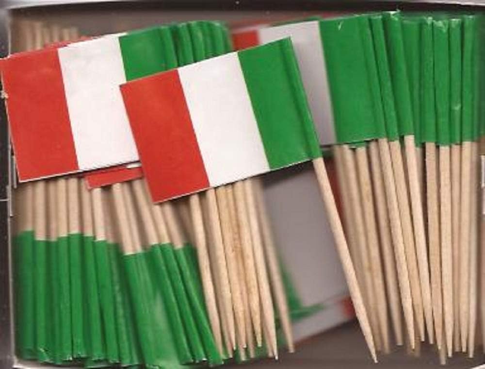 One Box of 100 Nicaragua Toothpick Flags, 100 Small Mini International Flag Cupcake Toothpicks or Cocktail Picks