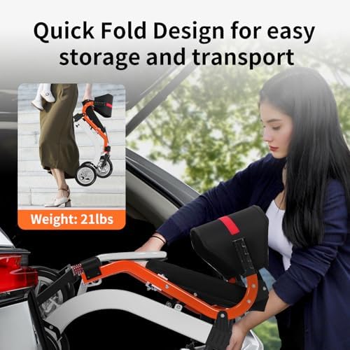 Nihhcune 4 in 1 Rollator Walker Transport Wheelchair Combo - No Assembly | 20lb Lightweight Mobility Rolling Walker with Seat for Seniors, Foldable Travel Chair, 8" All-Terrain Wheels, Supports 300lbs