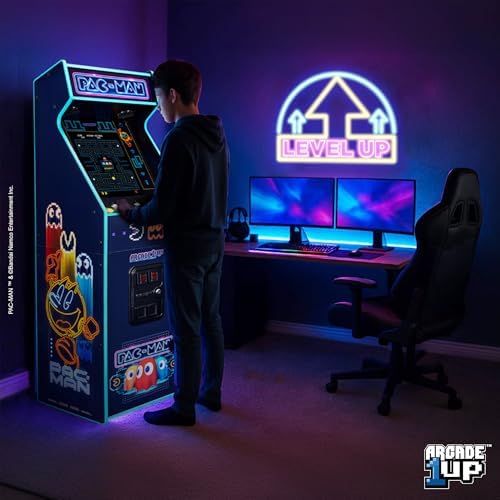 Arcade1Up Pac-Man Deluxe Arcade Machine, 14 Games, Neon | 17-Inch Screen, Retro Console Cabinet for Home, Stand Up Video Game, 5 Feet Tall