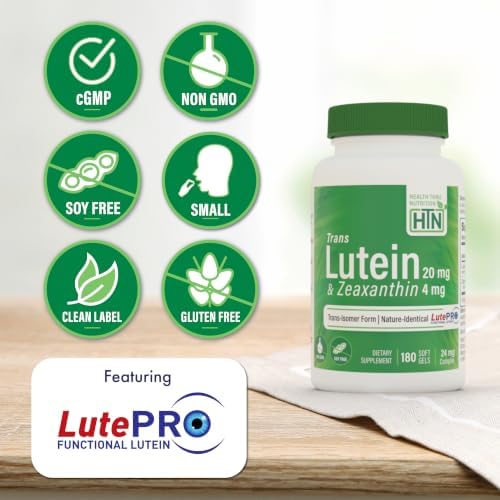 Trans Lutein 20mg Trans Zeaxanthin 4mg, 60 Softgels Health Thru Nutrition | Trans-Isomer Lutein Supplement Marigold Extract in Nature Identical 5:1 Ratio | Supports Healthy Eye, Skin and Brain, Non-GMO