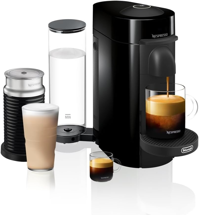 Nespresso Vertuo Plus Coffee & Espresso Maker by De'Longhi, Grey | Grey coffee machine that brews 4 cup sizes: 5 and 8 oz. coffee, plus single and double espresso, at the touch of a button.