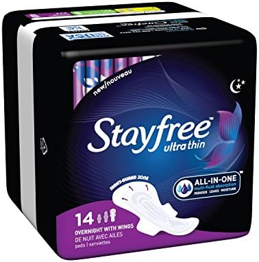 Stayfree Ultra Thin Overnight Pads with Wings - 14 Ct (Pack of 2)