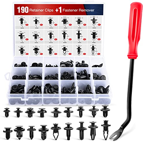Nilight 190 Pcs Car Retainer Clips Fastener Remover 18 Most Popular Sizes Applications Auto Push Pin Rivets Set -Door Trim Panel Clips for Toyota