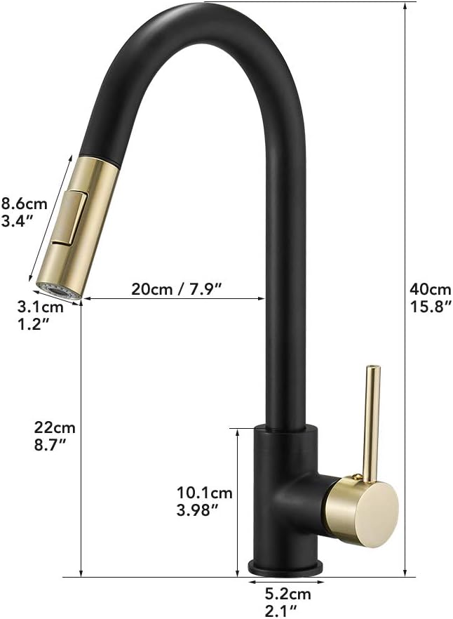 Hoimpro Kitchen Sink Faucet with Pull Out Sprayer, Rv Kitchen Faucet Pull Down Sprayer