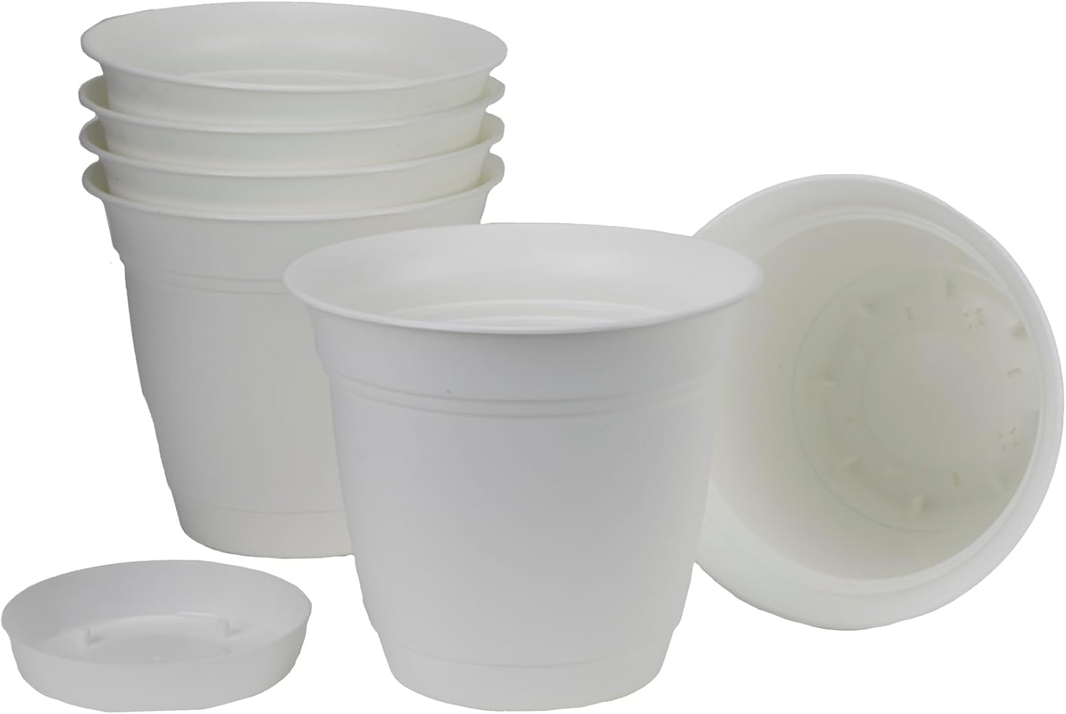 The HC Companies Eclipse Round Planter with Saucer - Outdoor & Indoor Plant Pot with Drainage Holes - Lightweight