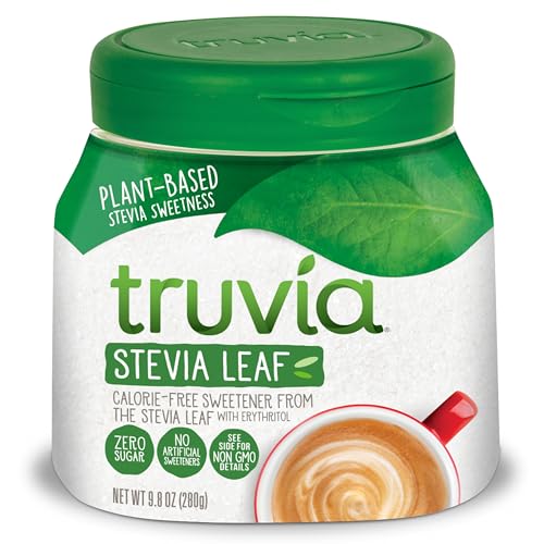 Truvia, Sweetener Natural Calorie Free, 9.8 Ounce | Spoonable jar; 3/4 tsp = 2 tsp sugar; stevia leaf, erythritol; non-GMO, gluten-free, kosher; diabetic & keto