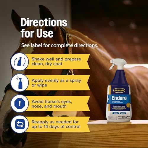 Farnam Endure Fly Spray for Horses, Sweat-Resistant, 128 oz, Gallon Refill