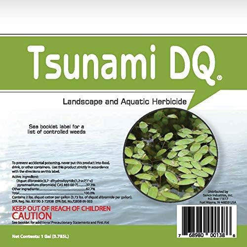 Tsunami DQ Aquatic Herbicide - Gallon - 37.3 Percent Diquat Dibromide - Concentrated Aquatic Weed Killer for Lakes and Ponds - Duckweed, Watermeal