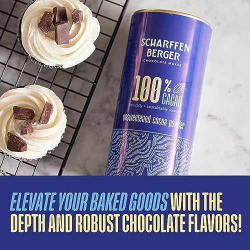 Scharffen Berger 100% Cacao Unsweetened Dark Chocolate Cocoa Powder (6 Ounce, Pack of 1) - Gluten Free, Non GMO, Natural Chocolate Powder