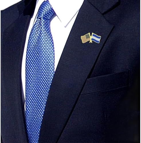 USA and Nicaragua Crossed Double Flag Lapel Pins Small Mini Nicaraguan National Friendship Pin Badge, 4PCS