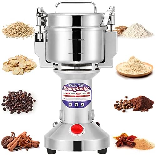 Moongiantgo Grain Mill Grinder Commercial Spice Grinder, 2500g Swing, 110V