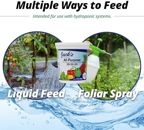 Jack's Classic 20-20-20 All Purpose Water-Soluble Fertilizer, 8oz | Powdered, Targeted Micronutrient Package, Promotes Growth, Green-Up, and Leaf Expansion on All Indoor and Outdoor Plants