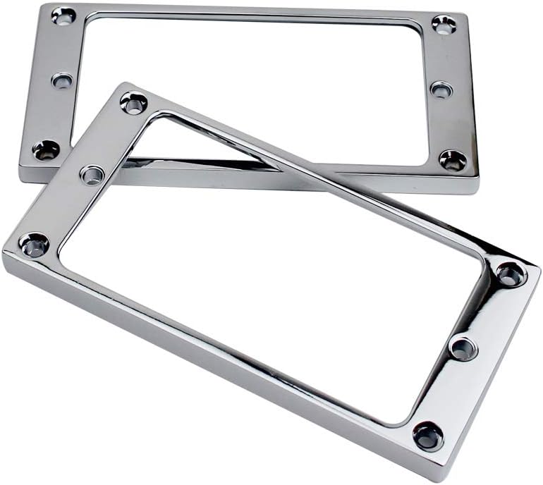 Guyker Flat Metal Humbucker Pickup Mounting Ring Set - Bridge Neck Pickups Cover Frame Replacement Part for Electric Guitar or Precision Bass(2PCS