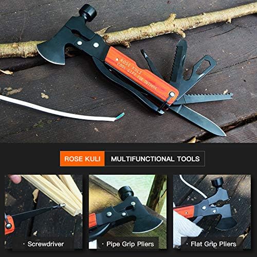 18-in-1 Multitool Camping Axe Hammer, Multi Tool with Plier, Knife | Emergency Escape Tool, Survival Gear for Outdoor Hunting Hiking, Fathers Day Gift for Men Dad Husband Boyfriend