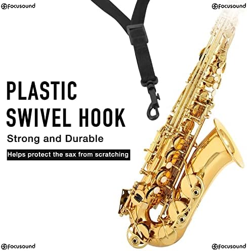 Focusound Upgraded Length Tenor Saxophone Neck Strap Soft Sax Leather Strap Padded for Alto and Tenor Saxophone